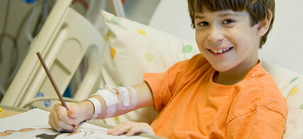 Small child in hospital bed