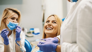 Patient smiling at dentist