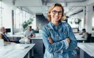 Woman smiling confidently.