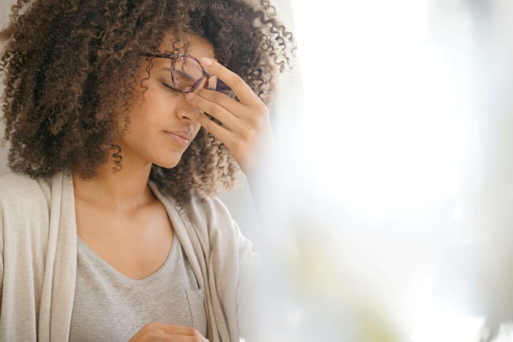 A woman with a headache